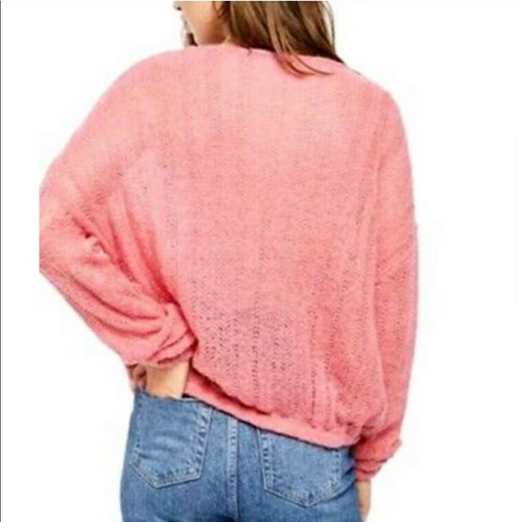 1 Left Free People Angel Loose Knit Bubblegum Jumper - Picture 13 of 14